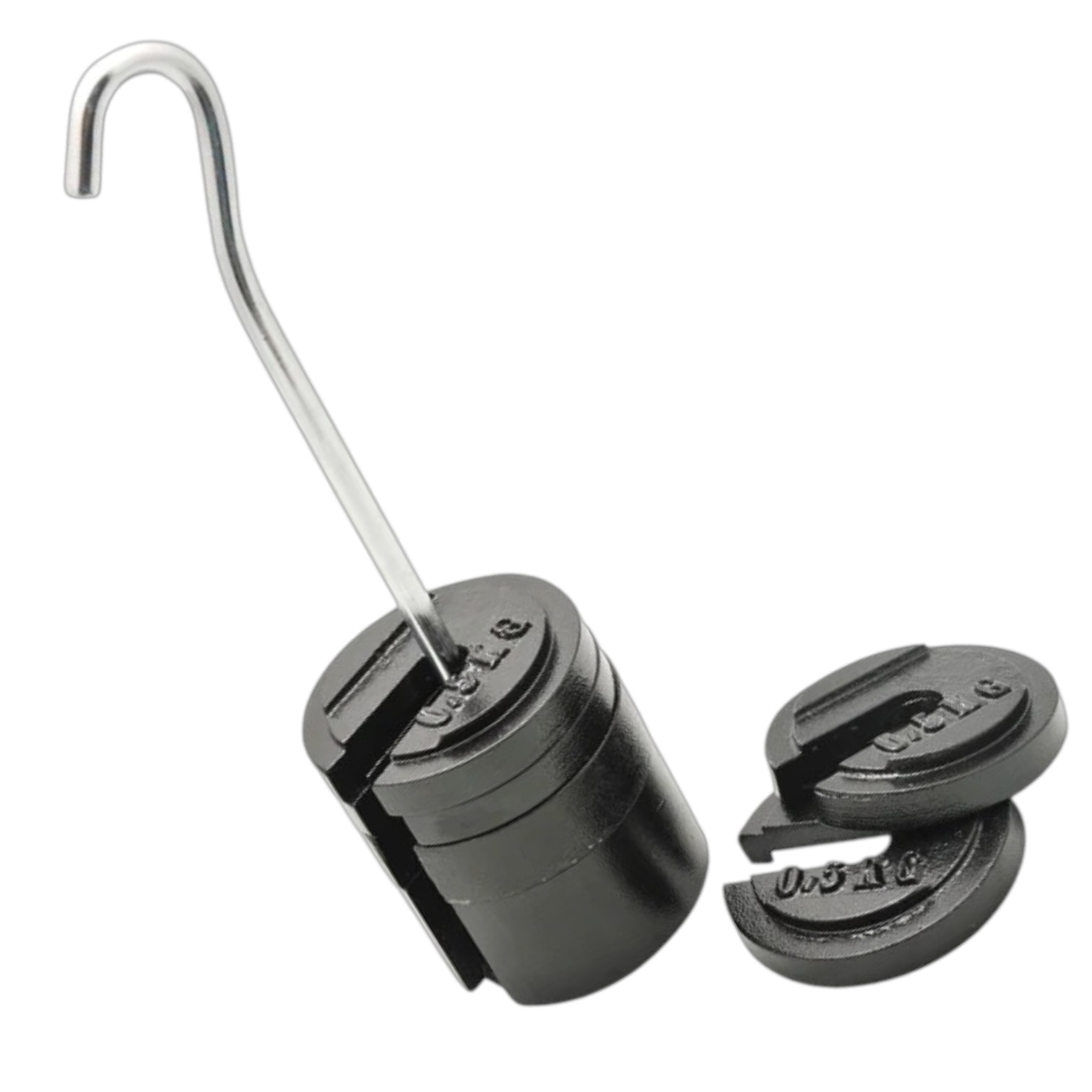 ELabs 5 Piece, 10 Kg Stackable Cast Iron Slotted Mass Set - (1) 5 Kg, (2) 2 Kg, (1) 1 Kg, (1) 0.5 Kg Hanger