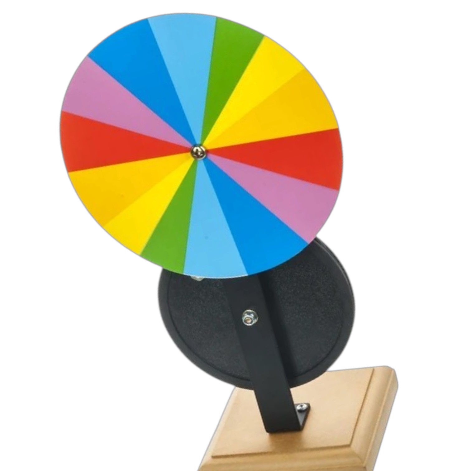 Newton's Color Disc, Hand Driven, Wooden Base, 13" Tall - ELabs